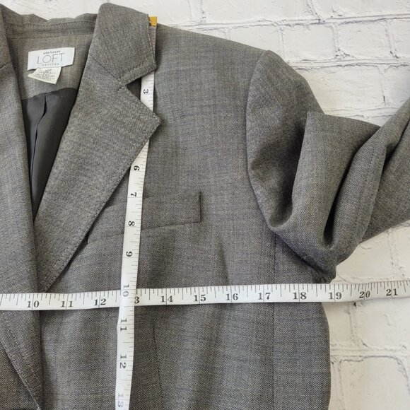 Loft Petites women light gray wool bland Classic blazer jacket size 10P - Picture 5 of 11